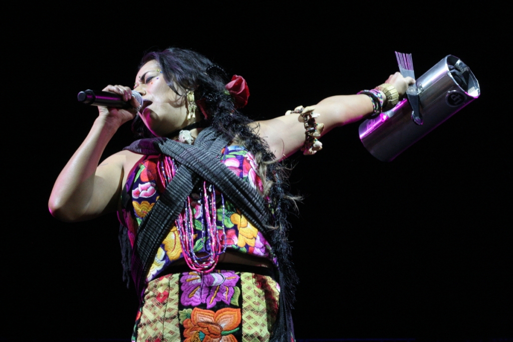 Lila Downs performing at Hollywood Forever Cemetery's Dia de los Muertos event.